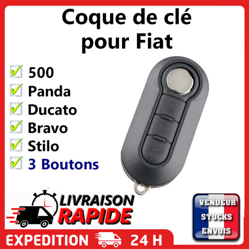 Coque clé pour fiat 500 - 500, panda